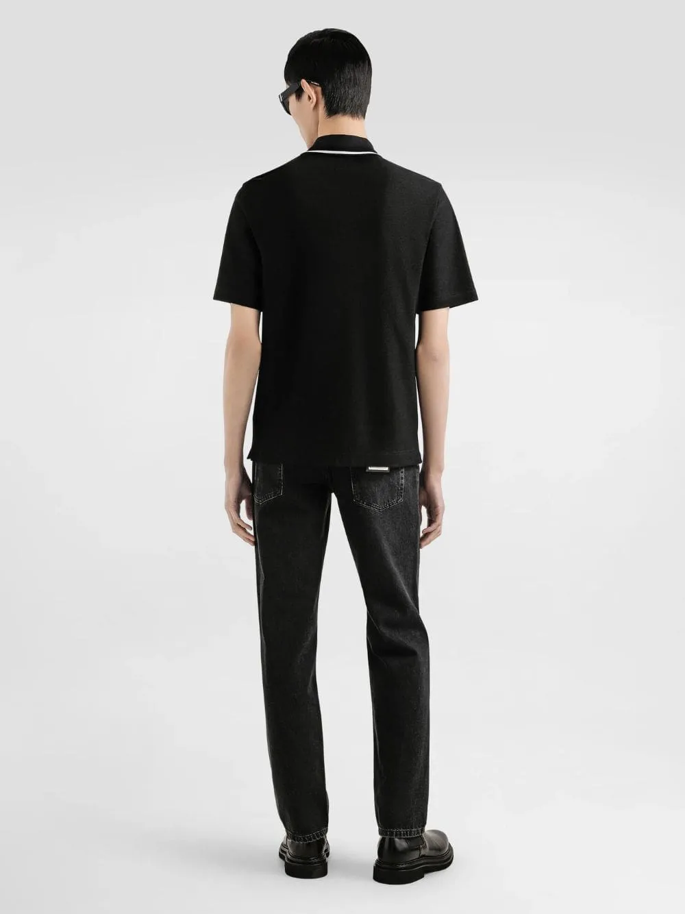 Black Cotton Piqué Polo Shirt sold by Fashion Clinic product image thumbnail 3