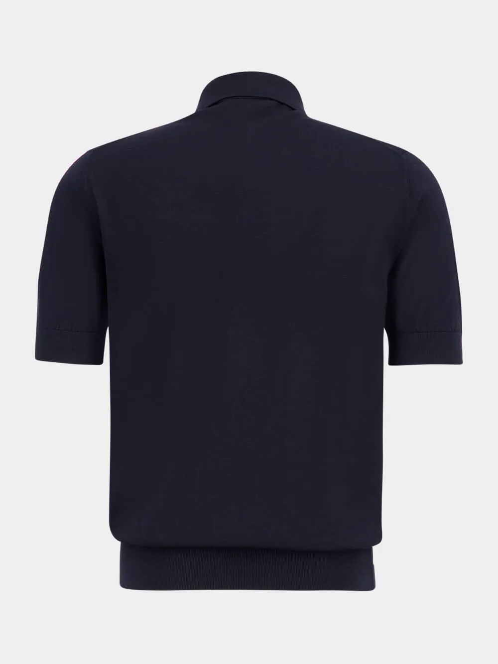 Blue Fine-Gauge Wool Polo Shirt sold by Fashion Clinic product image thumbnail 3