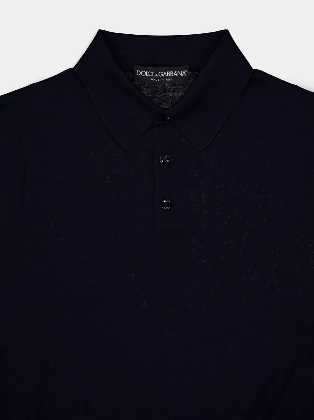 Blue Fine-Gauge Wool Polo Shirt sold by Fashion Clinic product image thumbnail 5