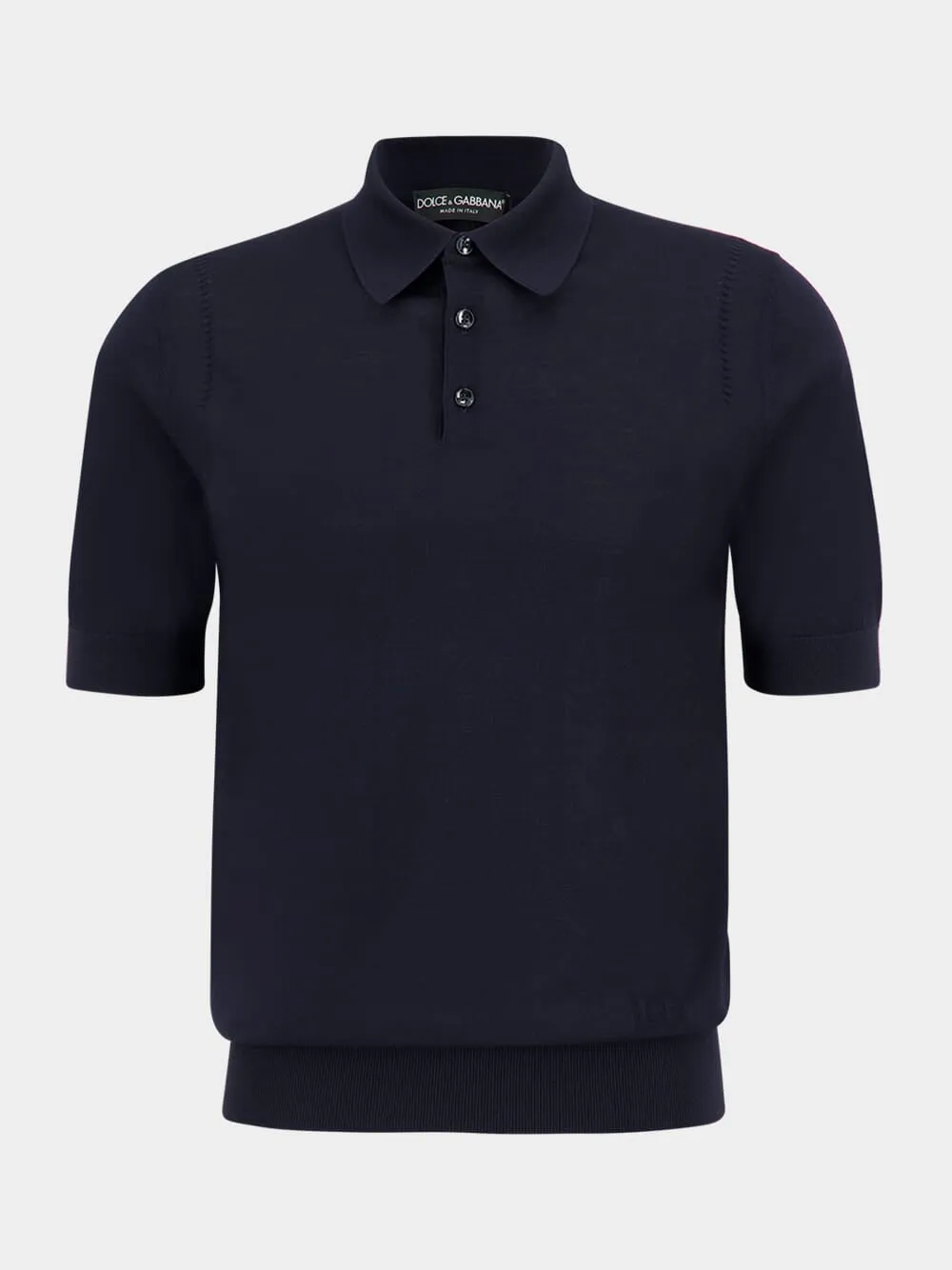 Blue Fine-Gauge Wool Polo Shirt sold by Fashion Clinic