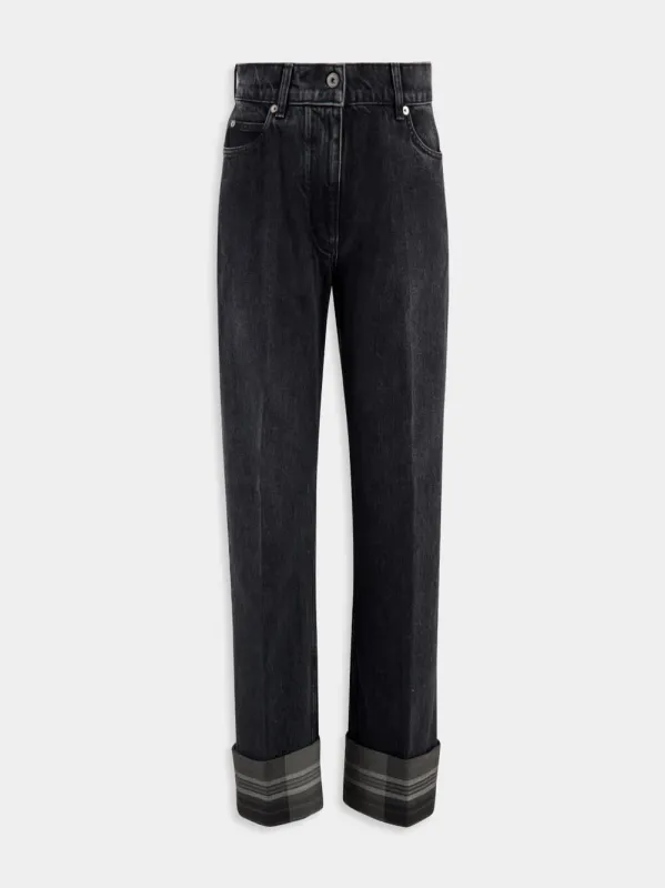 Black Turn-Up Jeans made by Salvatore Ferragamo
