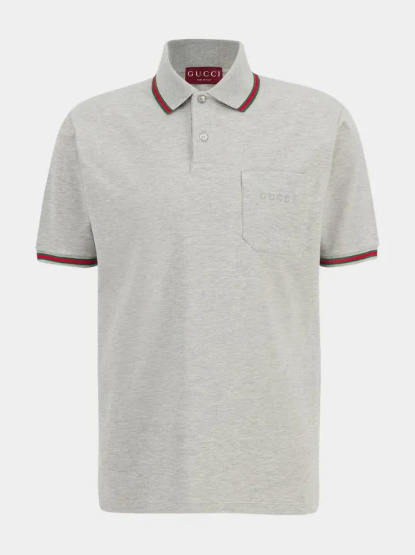 Grey Melange Stretch Cotton Polo sold by Fashion Clinic