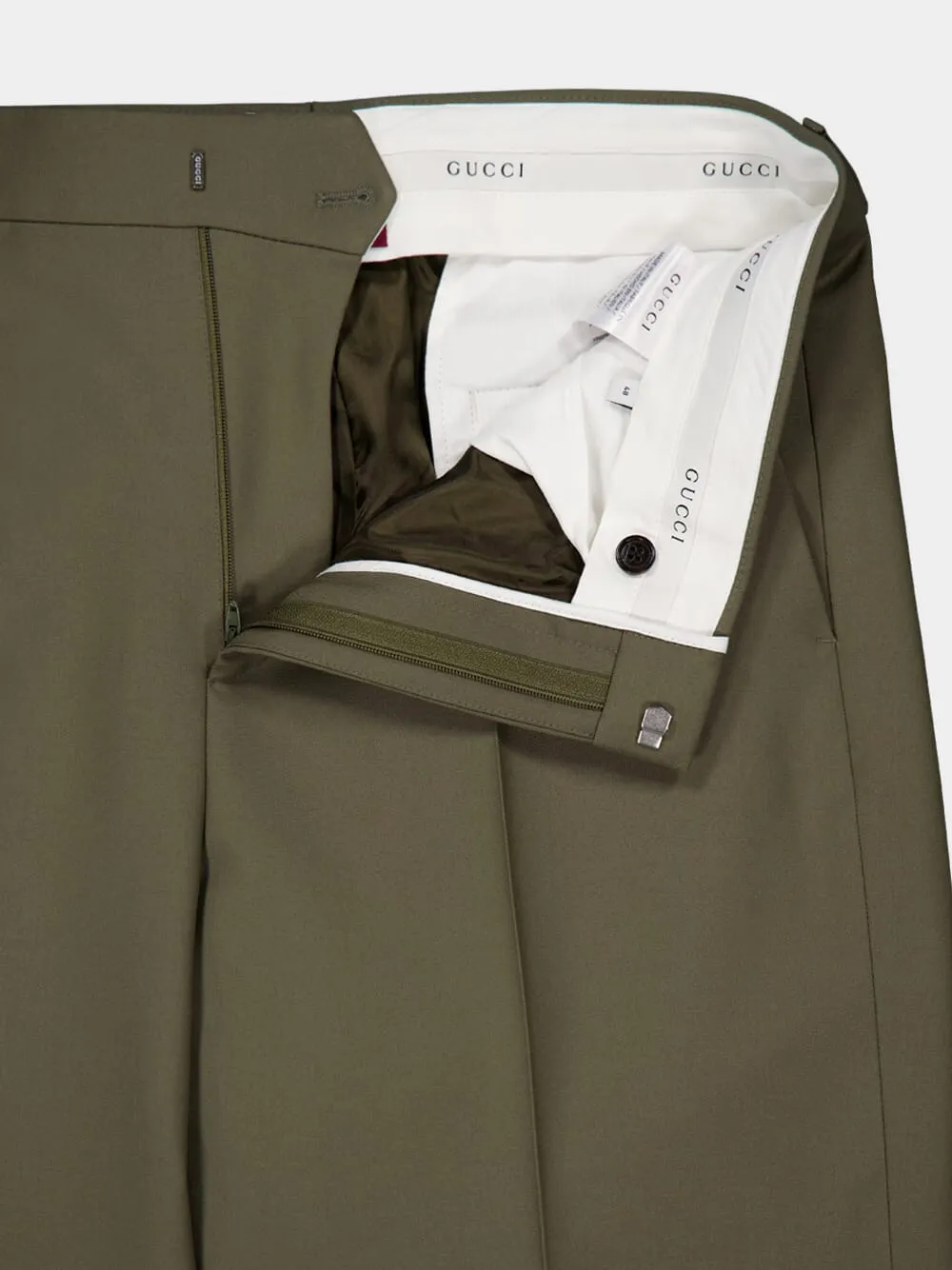 Forest Green Wool Gabardine Trousers sold by Fashion Clinic product image thumbnail 4