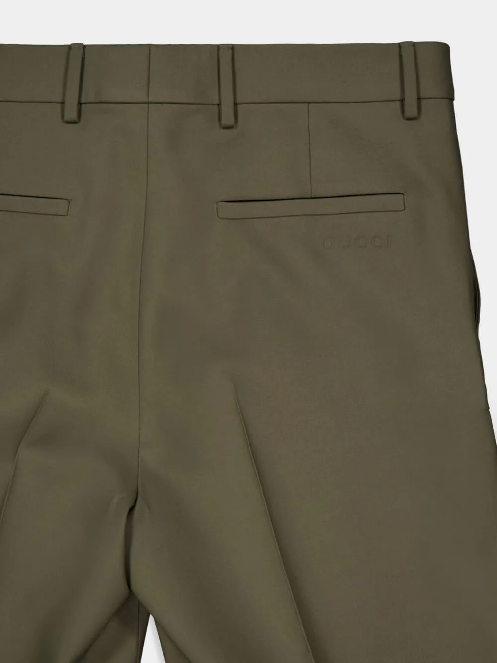 Forest Green Wool Gabardine Trousers sold by Fashion Clinic product image thumbnail 5