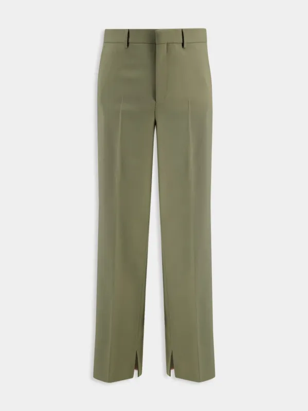 Forest Green Wool Gabardine Trousers sold by Fashion Clinic
