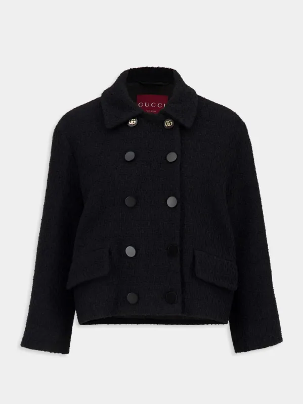 Black Cropped Wool Bouclé Jacket sold by Fashion Clinic