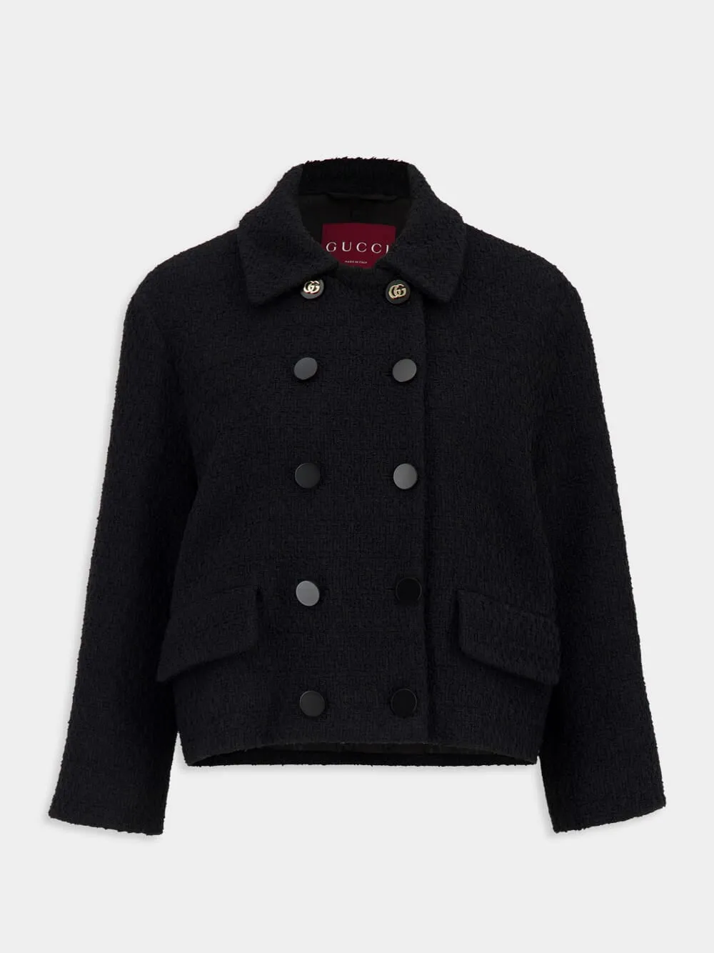Black Cropped Wool Bouclé Jacket sold by Fashion Clinic