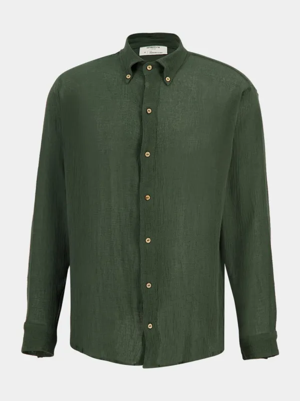 Forest Green Balam Cotton Shirt sold by Fashion Clinic