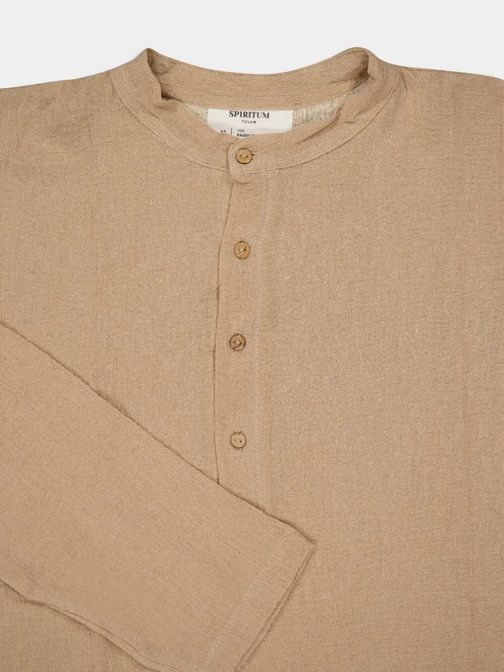 Beige Khaky Gauze Cotton Shirt sold by Fashion Clinic product image thumbnail 3