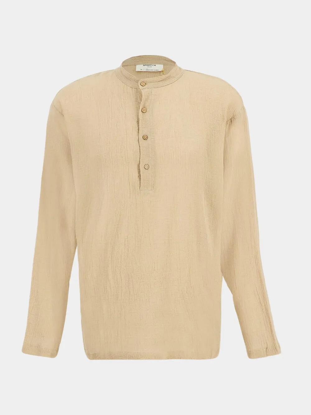 Beige Khaky Gauze Cotton Shirt sold by Fashion Clinic