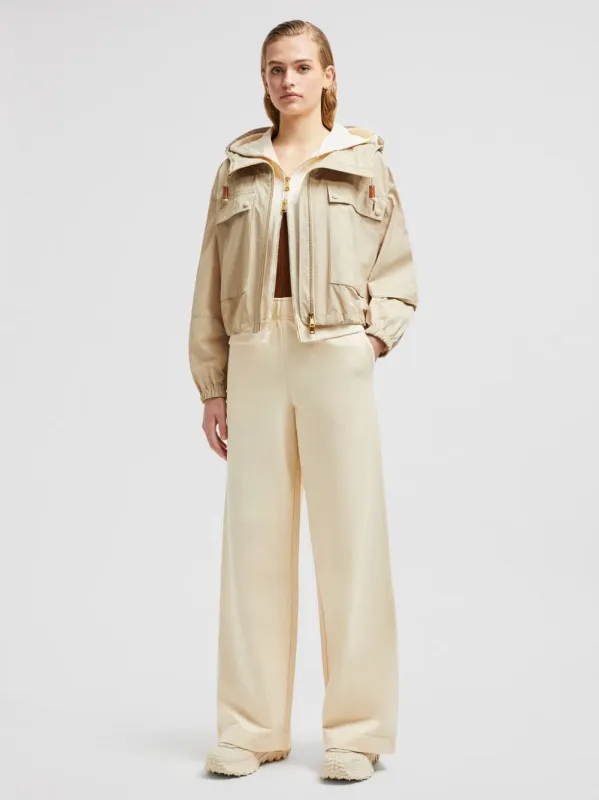 Beige Wide-Leg Cotton Track Pants sold by Fashion Clinic