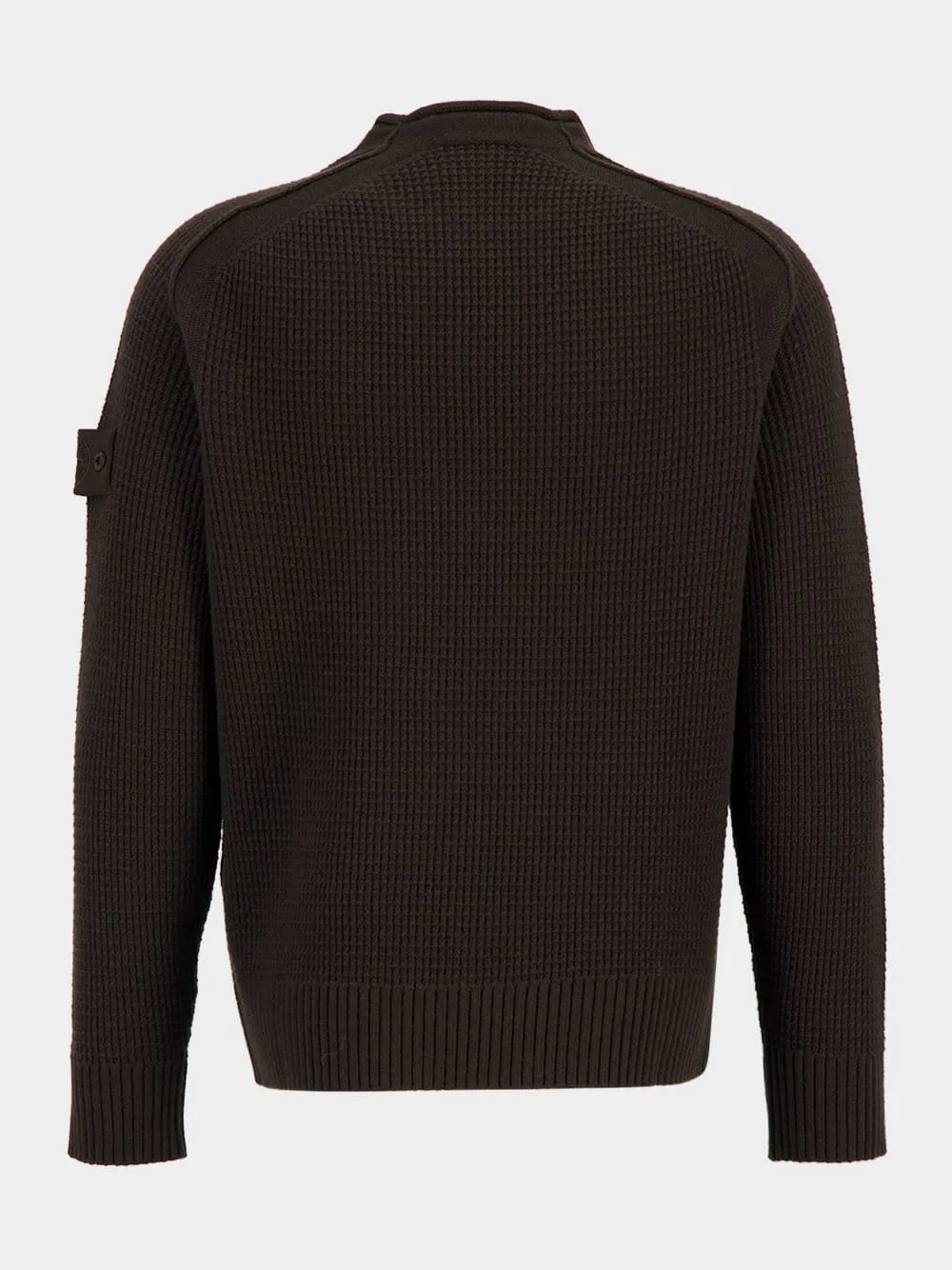 Dark Brown Virgin Wool Crewneck Sweater sold by Fashion Clinic product image thumbnail 2