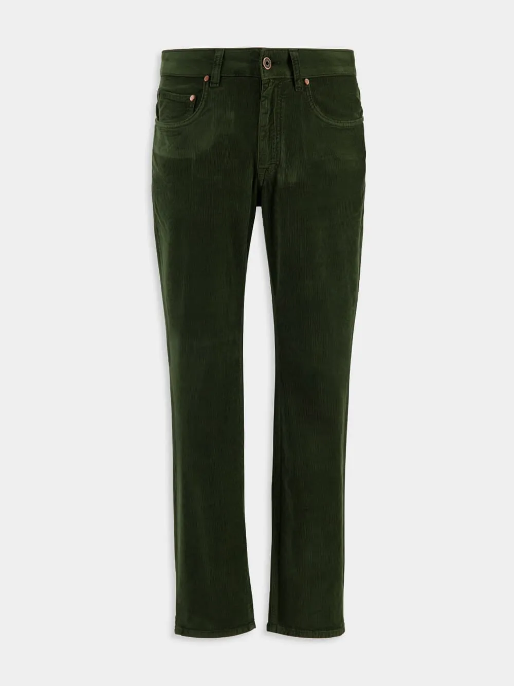Green Regular Fit Corduroy Trousers sold by Fashion Clinic
