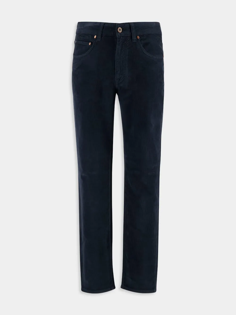 Dark Blue Regular Fit Corduroy Trousers sold by Fashion Clinic