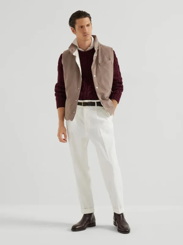 Hazelnut Bonded Wool Flannel Down Vest with Detachable Hood sold by Fashion Clinic