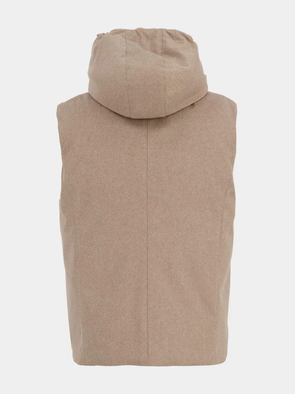 Hazelnut Bonded Wool Flannel Down Vest with Detachable Hood sold by Fashion Clinic product image thumbnail 4