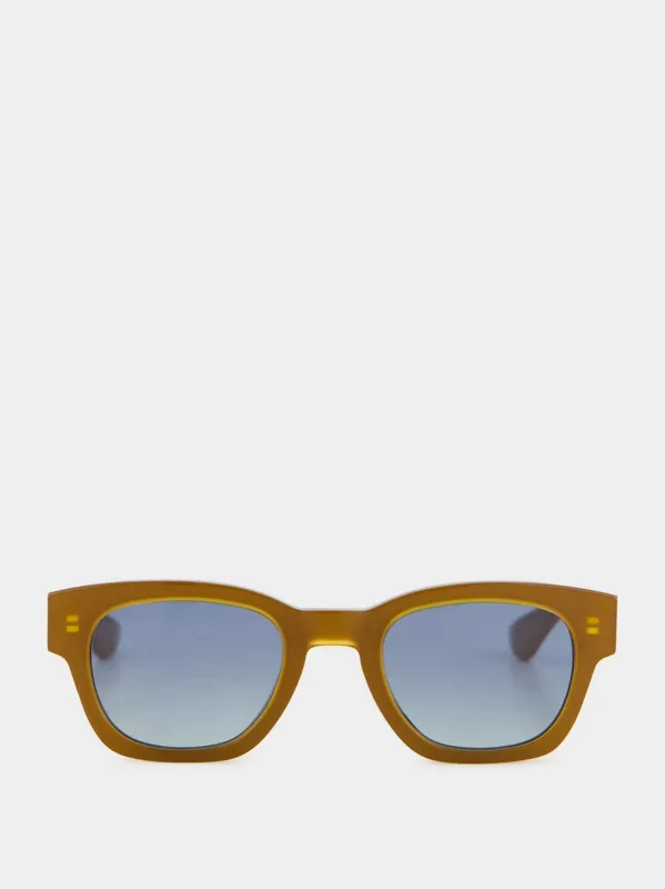 Brown and Blue Rectangular Sunglasses sold by Fashion Clinic