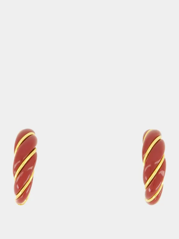 Burgundy Twisted Diana Earrings sold by Fashion Clinic