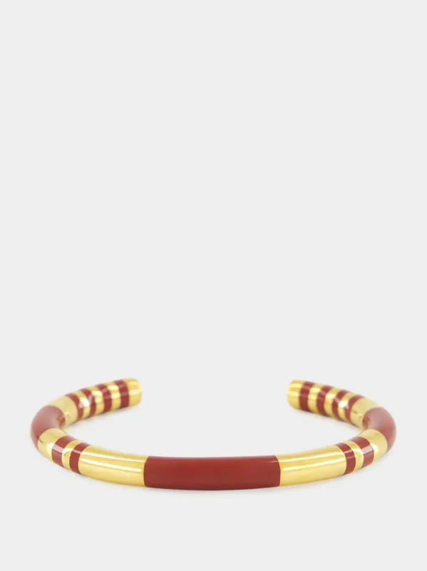 Burgundy Positano Striped Bangle sold by Fashion Clinic