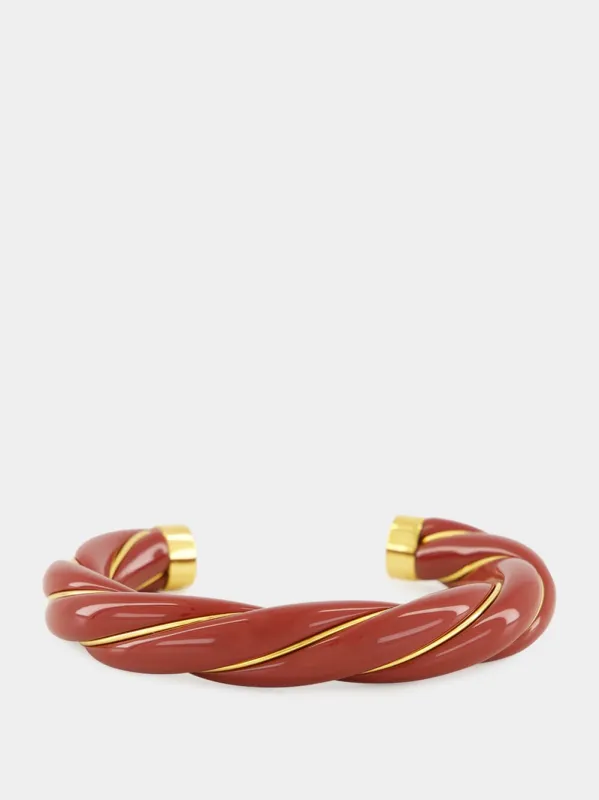 Burgundy Twisted Diana Bangle sold by Fashion Clinic