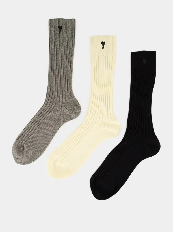 Three-Pack Ami De Coeur Cotton Socks made by Ami
