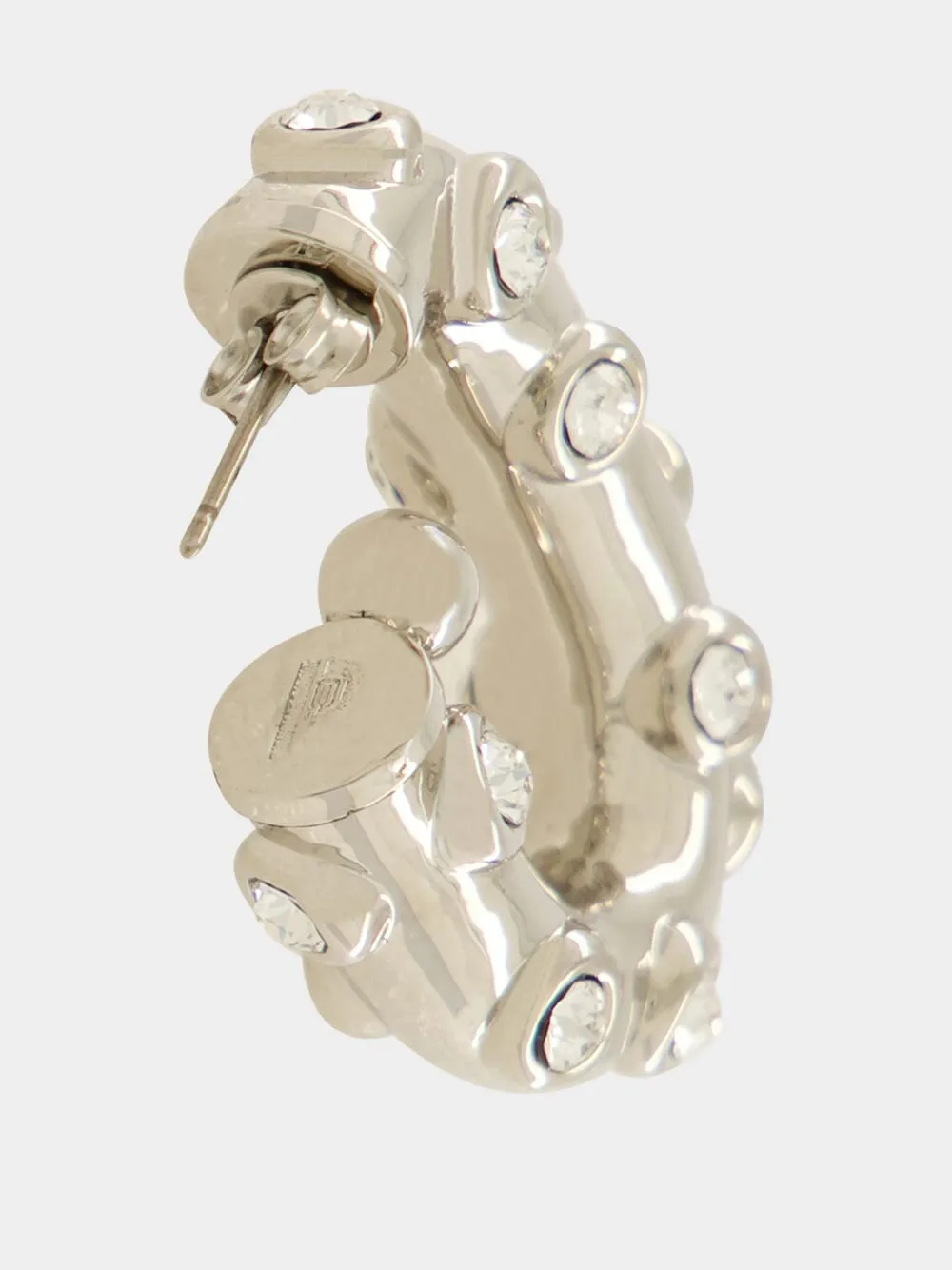 Silver XL Link Rhinestone Earrings sold by Fashion Clinic product image thumbnail 4