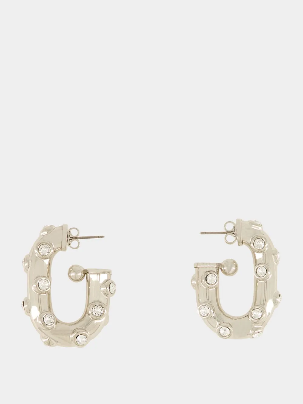 Silver XL Link Rhinestone Earrings sold by Fashion Clinic product image thumbnail 3