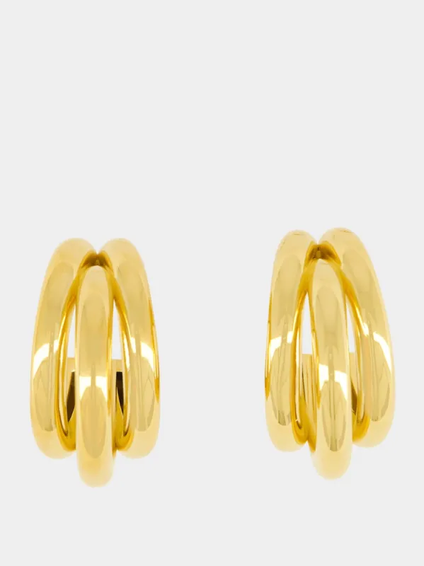 Gold Hoops and Punk Ear Cuffs Set sold by Fashion Clinic