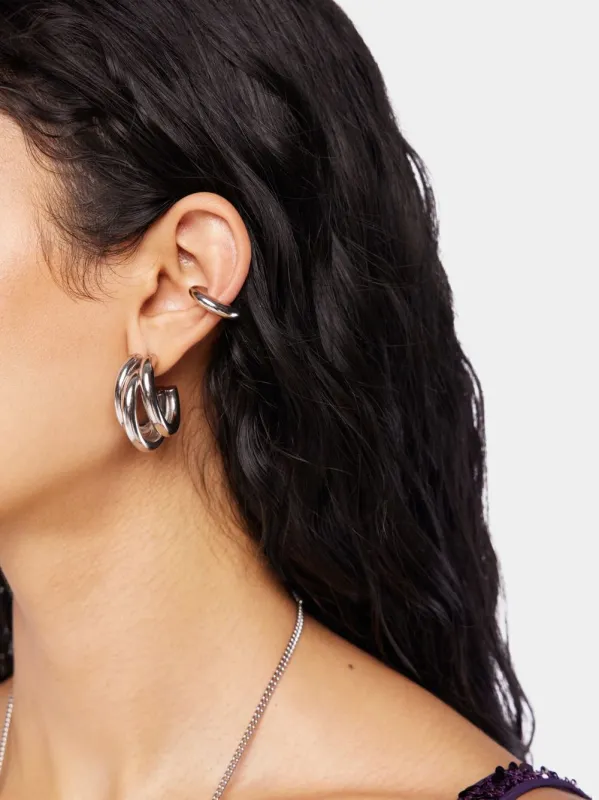 Silver Hoops and Punk Ear Cuffs Set made by Rabanne