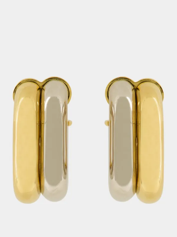 Silver and Gold XL Link Earrings sold by Fashion Clinic