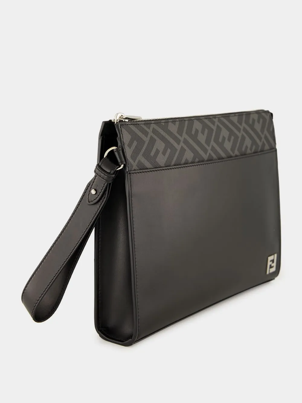 Black FF Squared Leather Clutch sold by Fashion Clinic product image thumbnail 3