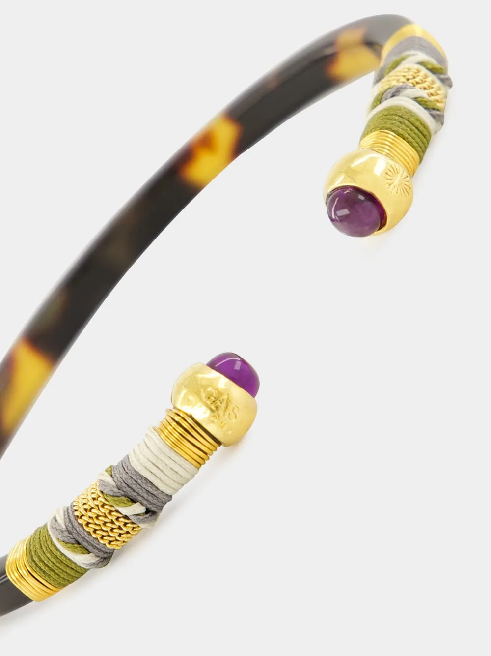 Brown Sari Open Bangle with Semi-Precious Stones sold by Fashion Clinic product image thumbnail 3