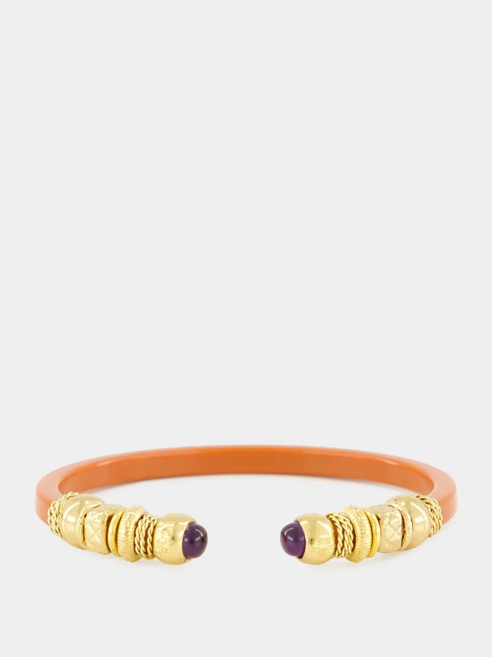 Coral Sari Open Bangle with Semi-Precious Stones sold by Fashion Clinic