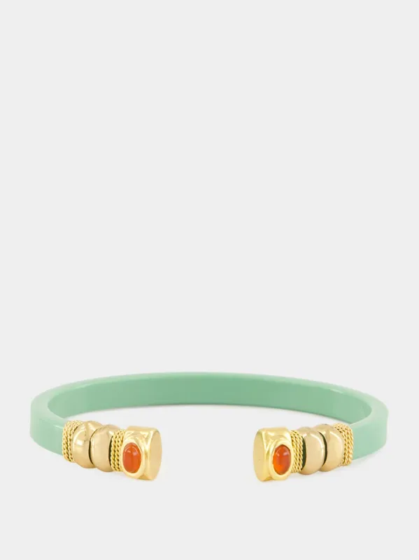 Green Sarina Open Bangle with Semi-Precious Stones sold by Fashion Clinic