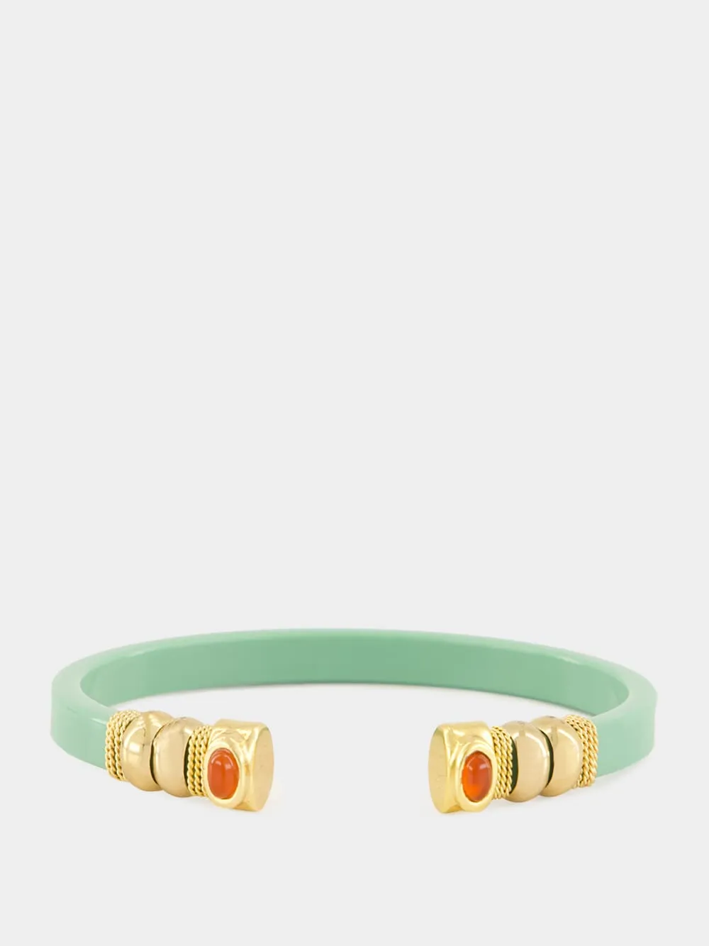 Green Sarina Open Bangle with Semi-Precious Stones sold by Fashion Clinic