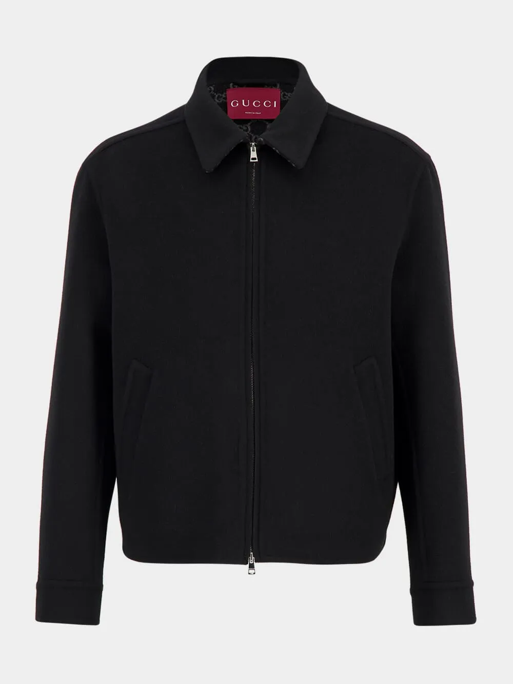 Black Wool Blouson Jacket sold by Fashion Clinic