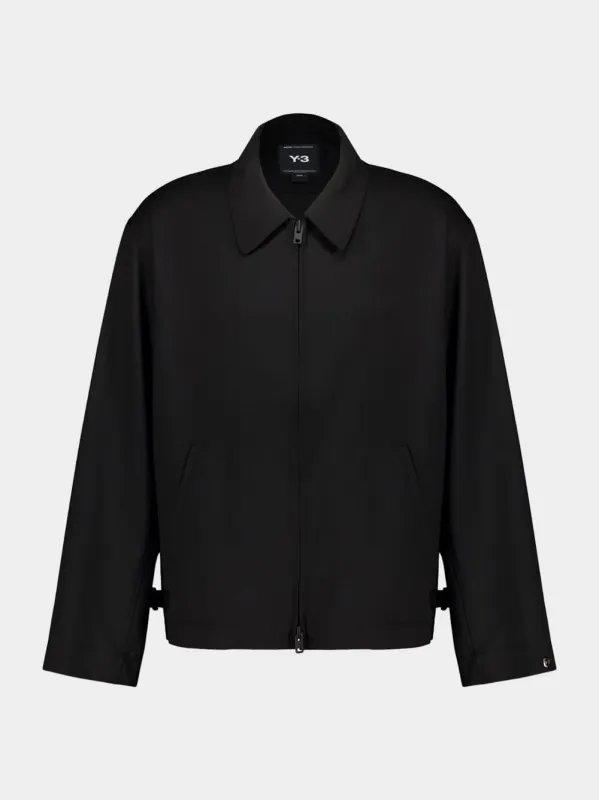 Black Refined Wool Blouson sold by Fashion Clinic
