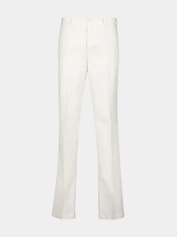 White Regular Fit Cotton Trousers sold by Fashion Clinic