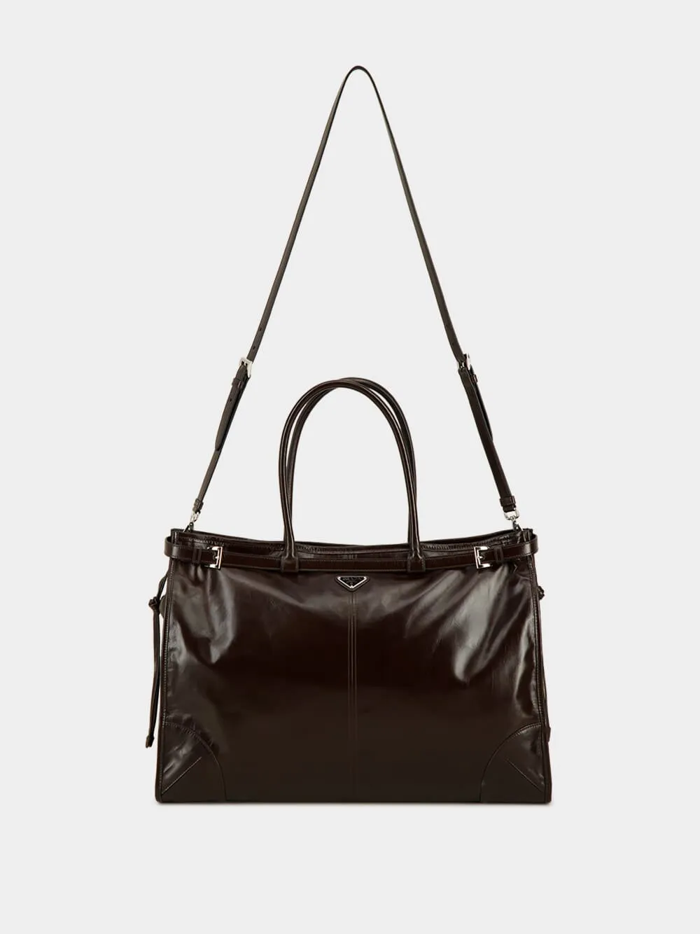 Dark Brown Bonnie Leather Tote Bag sold by Fashion Clinic product image thumbnail 3