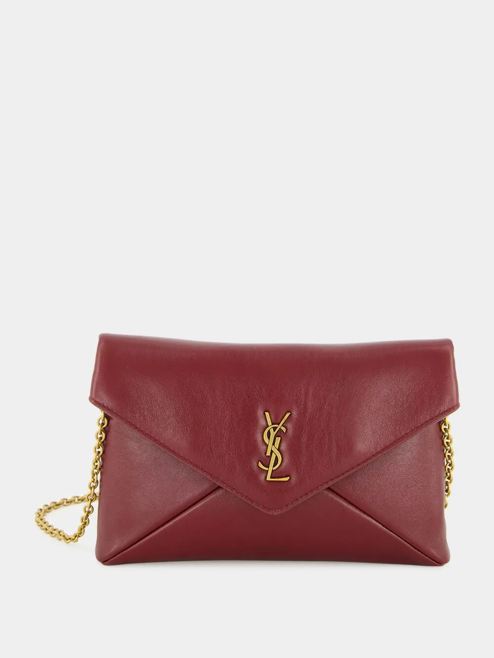 Dark Ruby Cassandre Leather Chain Pouch sold by Fashion Clinic