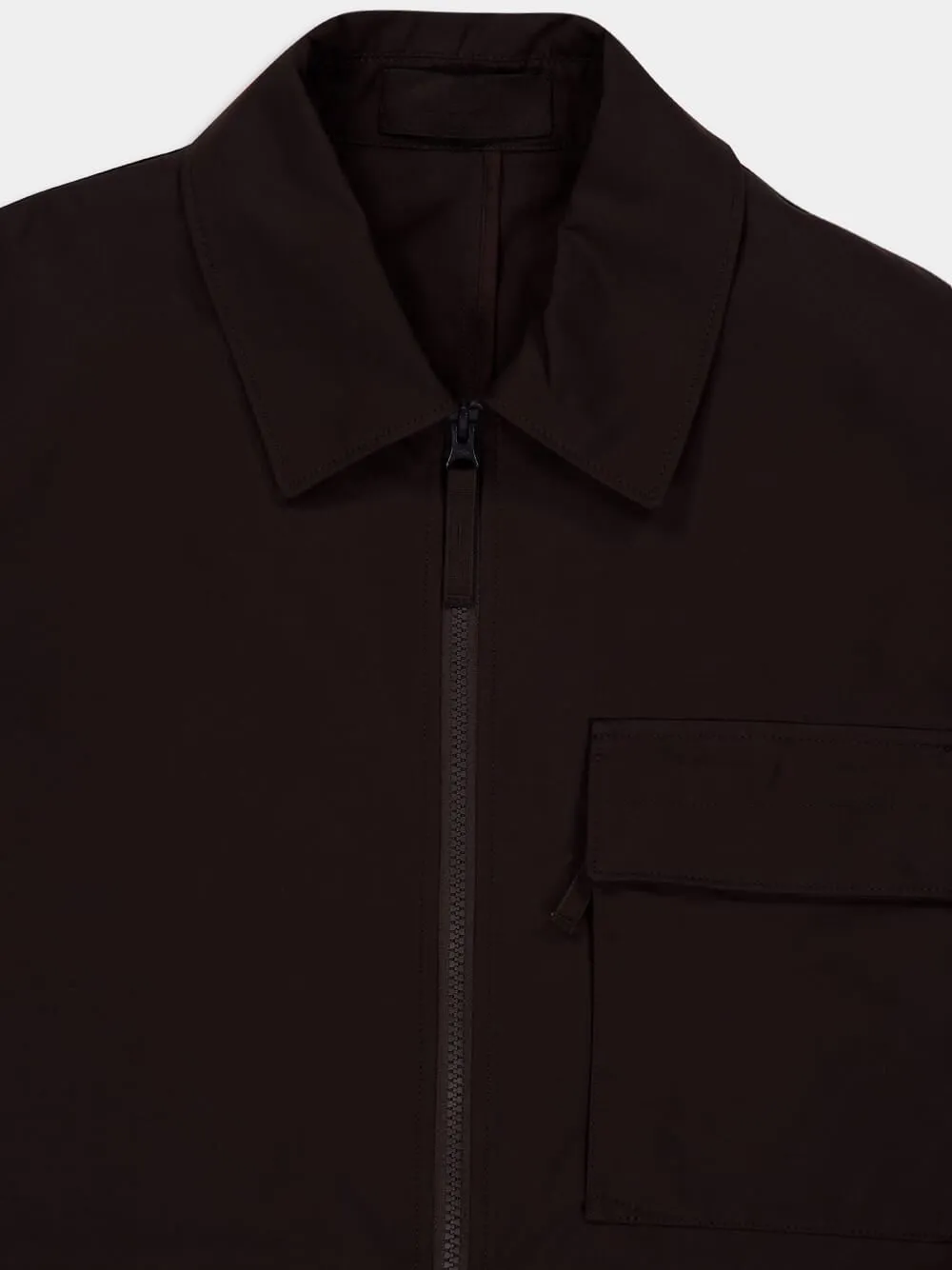 Dark Brown Long-Sleeve Overshirt sold by Fashion Clinic product image thumbnail 3