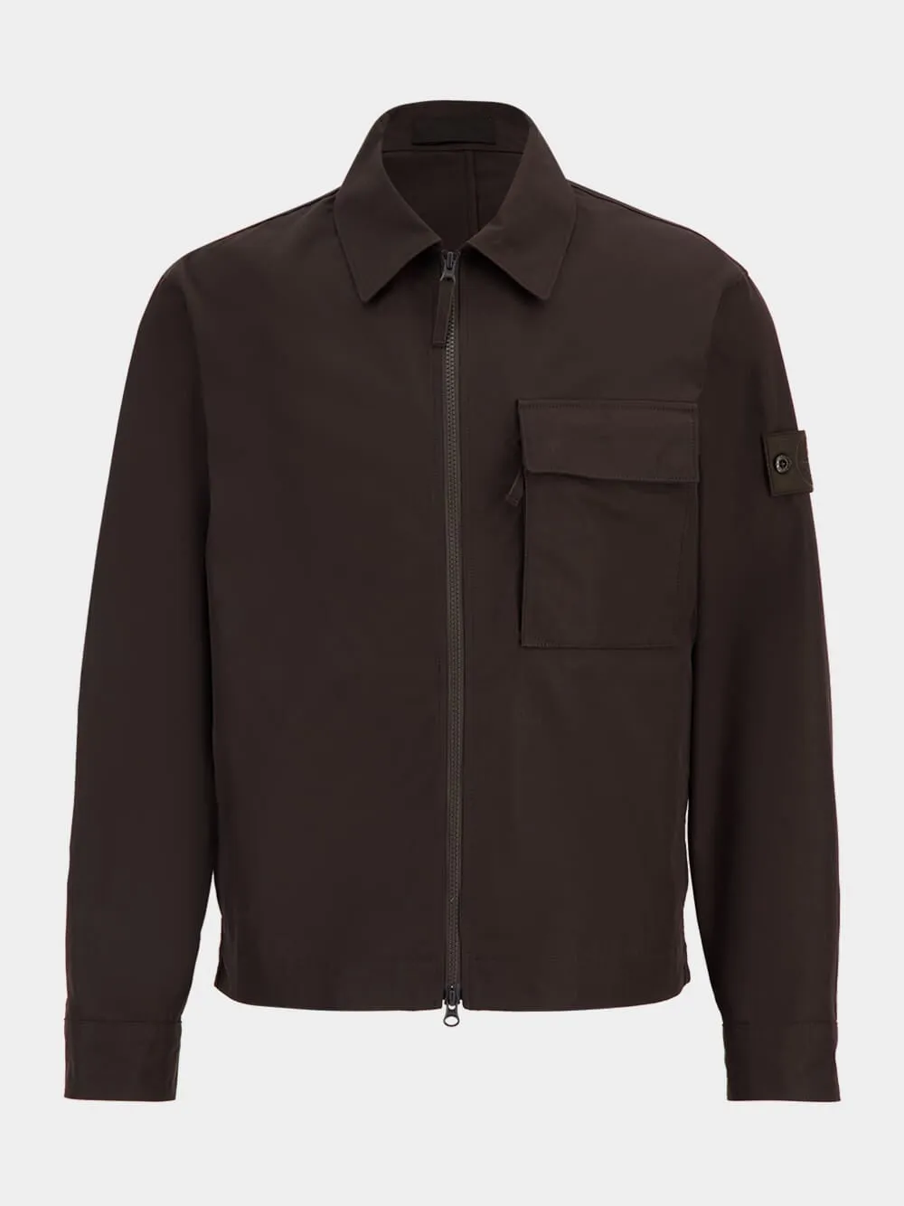 Dark Brown Long-Sleeve Overshirt sold by Fashion Clinic