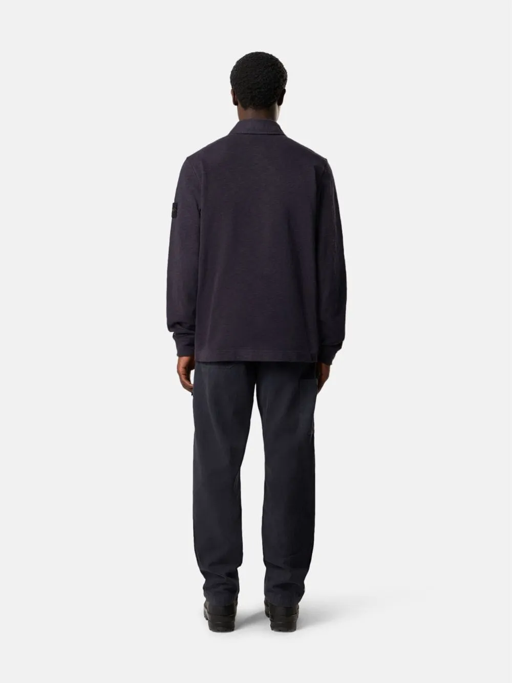 Ink Blue Long-Sleeve Polo Sweatshirt sold by Fashion Clinic product image thumbnail 4