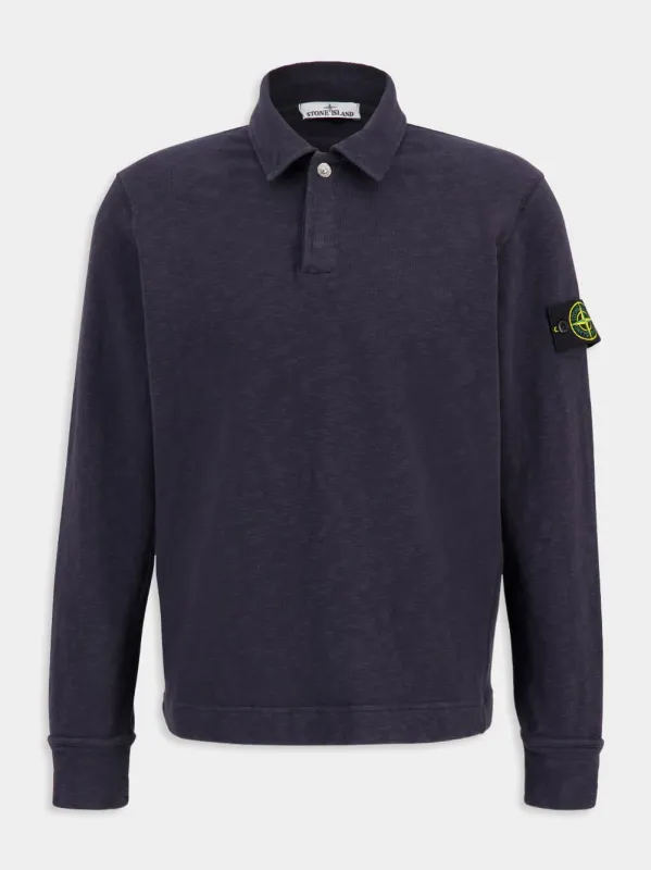 Ink Blue Long-Sleeve Polo Sweatshirt made by Stone Island