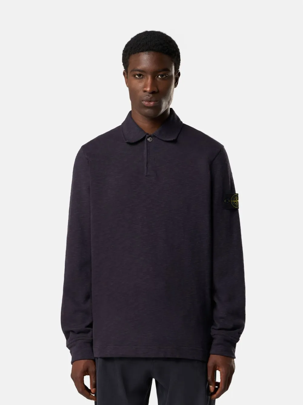 Ink Blue Long-Sleeve Polo Sweatshirt sold by Fashion Clinic product image thumbnail 2