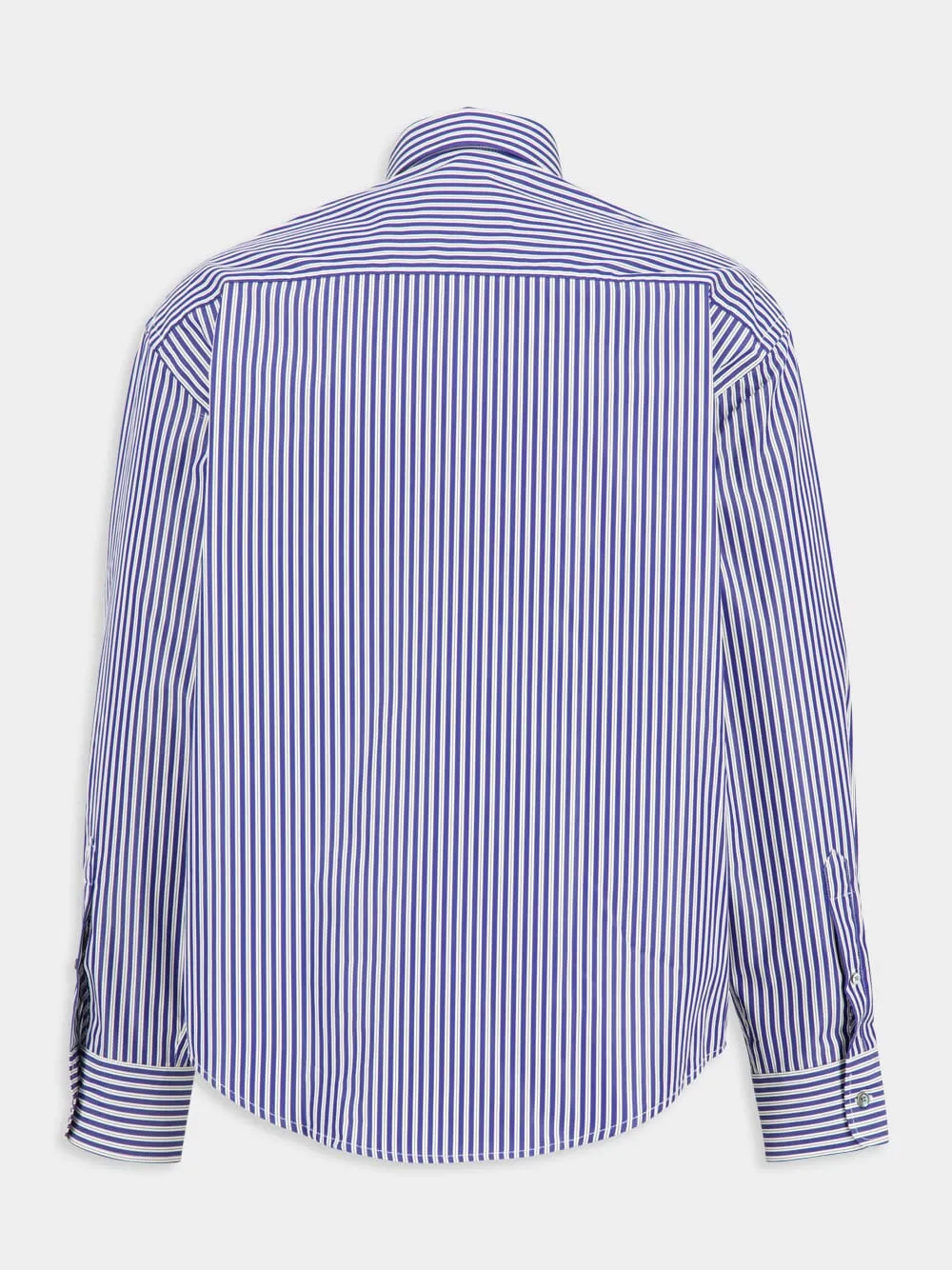 Royal Blue Cotton Embossed Striped Ami De Coeur Boxy Shirt sold by Fashion Clinic product image thumbnail 3