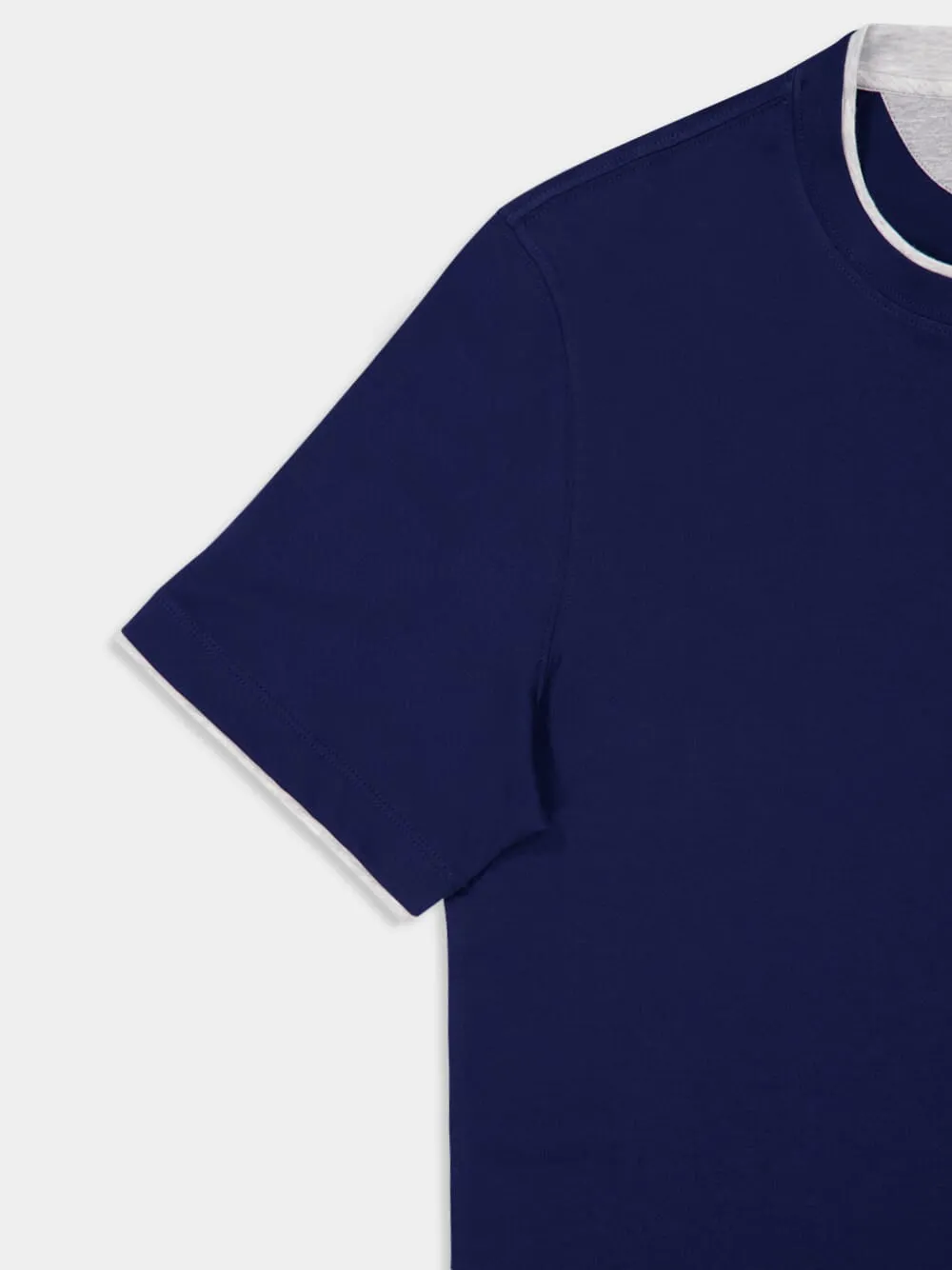Deep Blue Faux-Layered Cotton T-Shirt sold by Fashion Clinic product image thumbnail 4