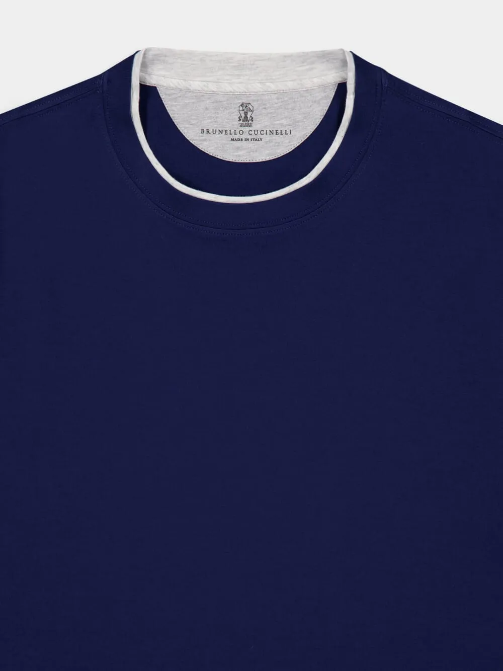 Deep Blue Faux-Layered Cotton T-Shirt sold by Fashion Clinic product image thumbnail 3