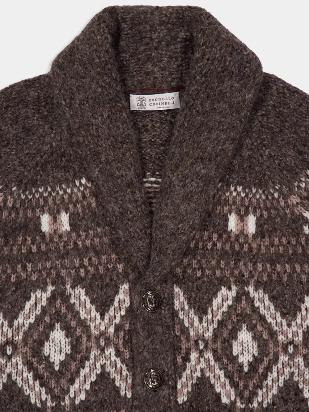 Brown Geometric Jacquard Alpaca Cardigan sold by Fashion Clinic product image thumbnail 5