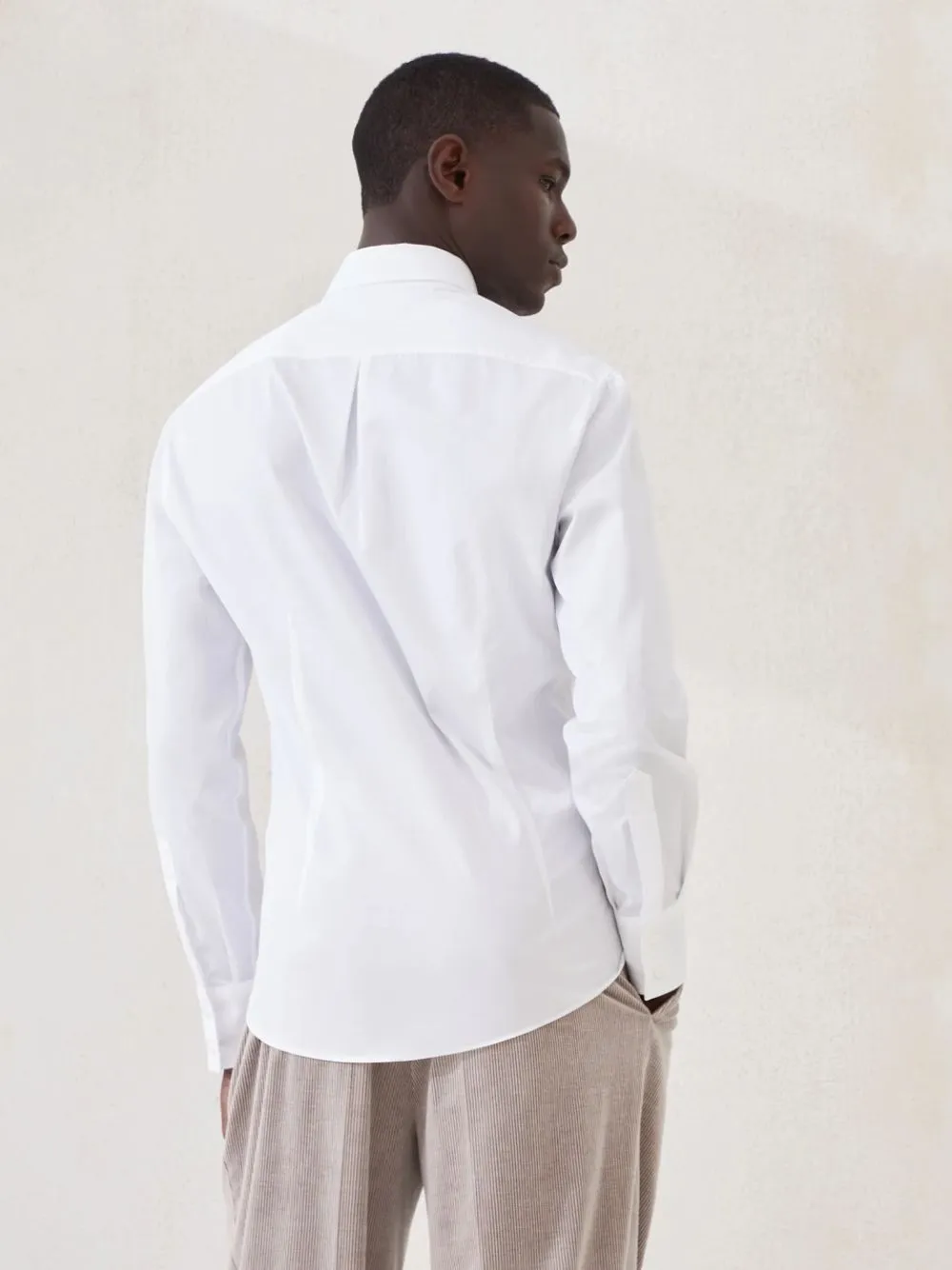 White Cotton Twill Slim Shirt sold by Fashion Clinic product image thumbnail 3